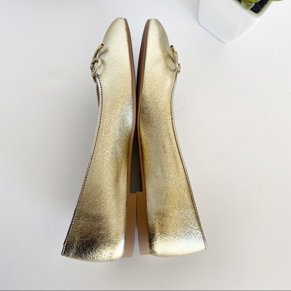 •STUART WEITZMAN• Gabby Gold Leather Ballet Flats - Picture 7 of 16